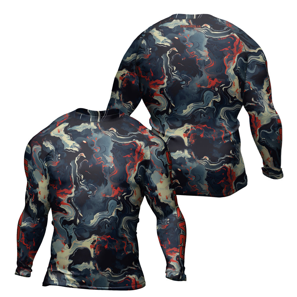 Rashninja Cyber Storm Fire Men's Long Sleeve Rash Guard