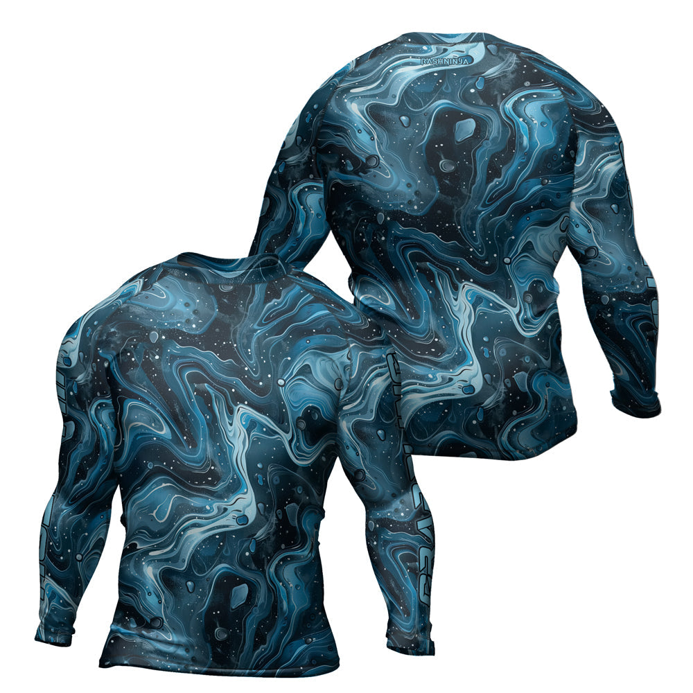Rashninja Cyber Storm Turquoise Men's Long Sleeve Rash Guard