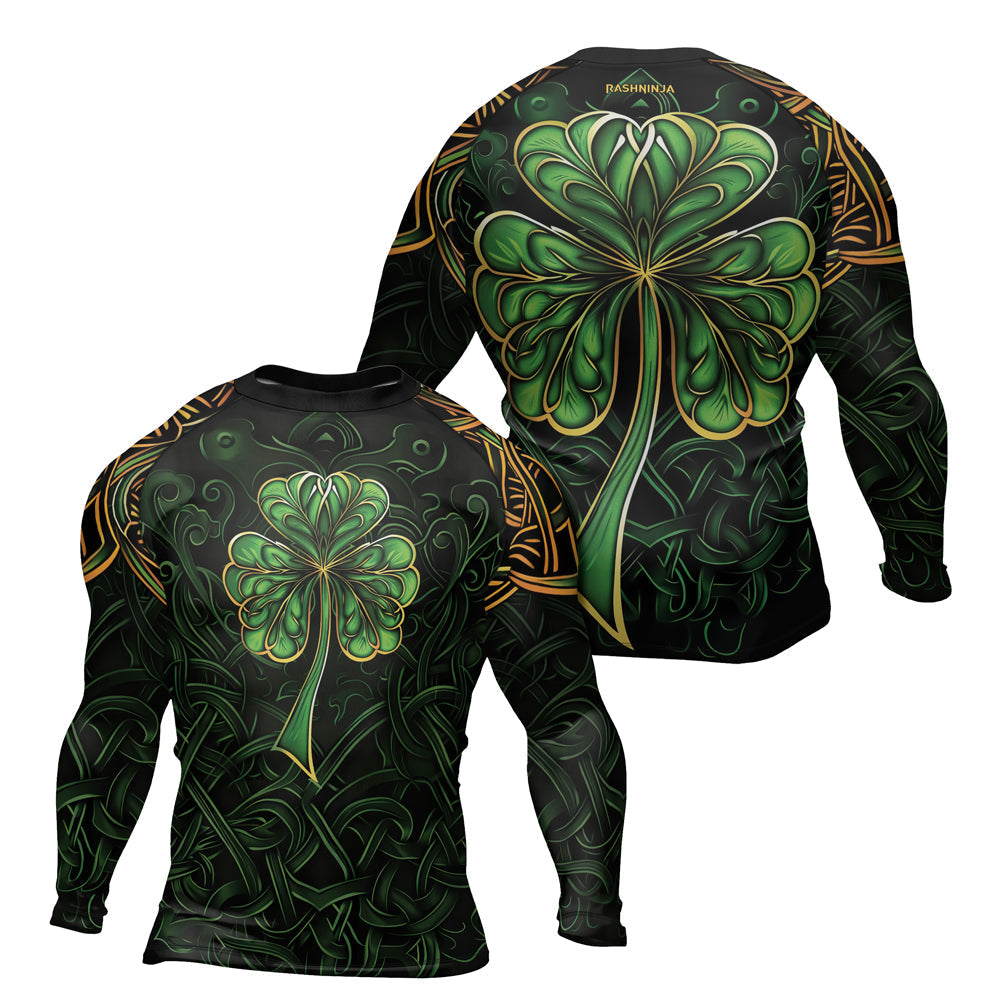 Rashninja Irish Celtic Clover Men's Long Sleeve Rash Guard – St. Patrick's Day Edition