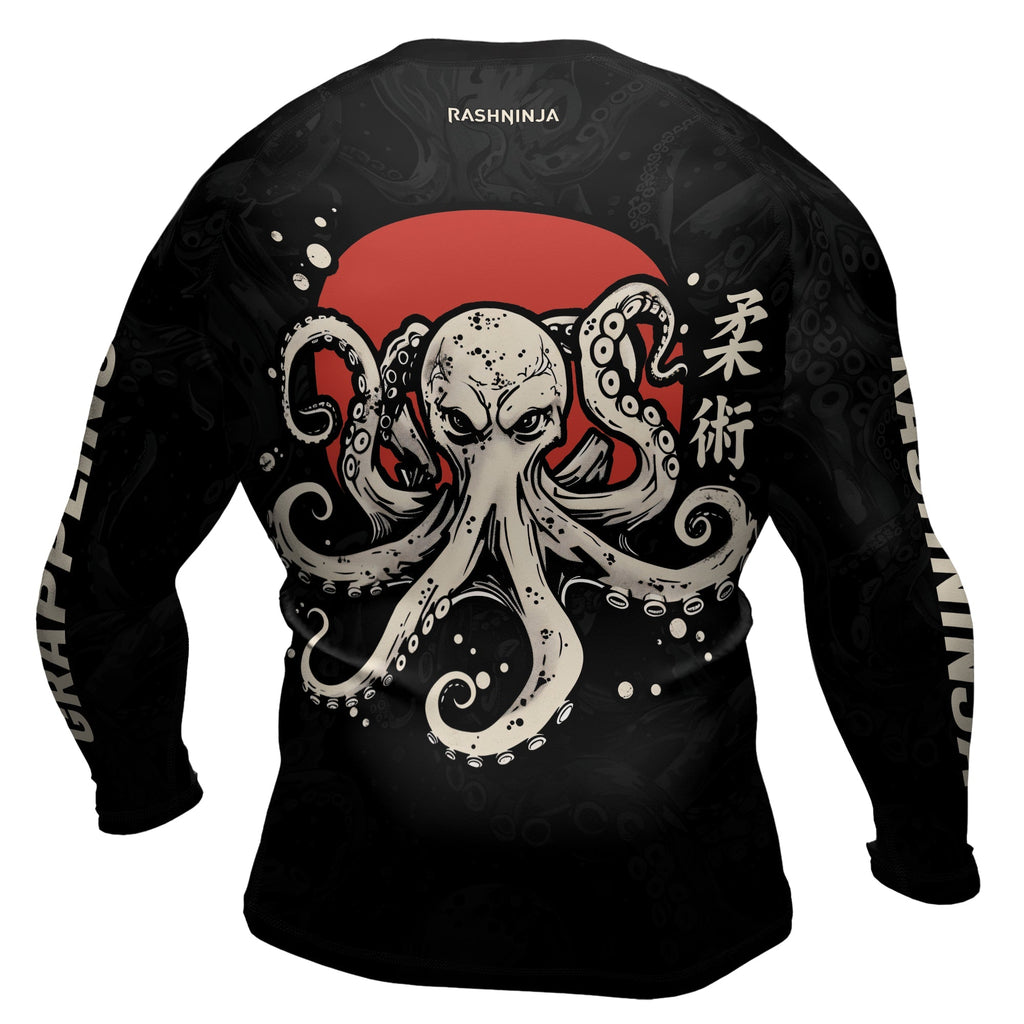 Rashninja Octopus Red Sun Men's Long Sleeve Rash Guard