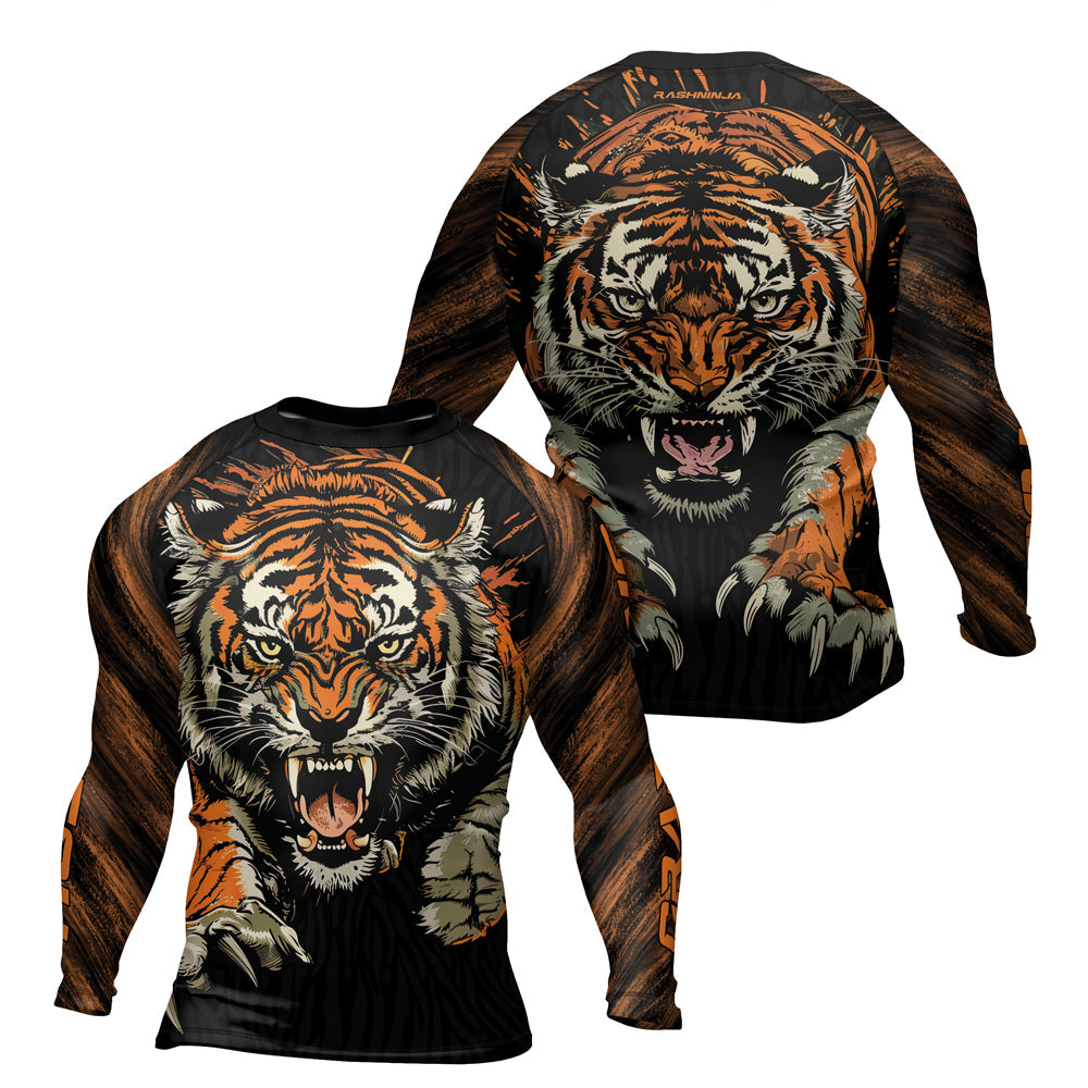 Rashninja Roaring Tiger Jungle Men's Long Sleeve Rash Guard