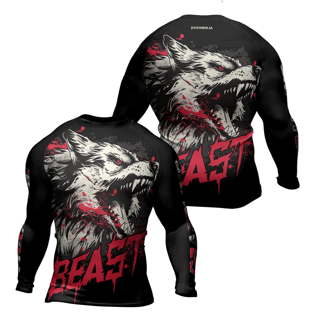 Rashninja Wolf Tribal Spirit Men's Long Sleeve Rash Guard