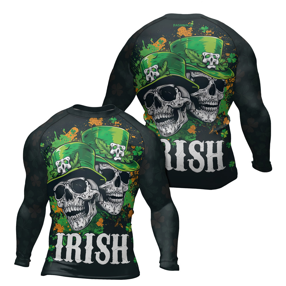 Rashninja Irish Leprechaun Skull Men's Long Sleeve Rash Guard