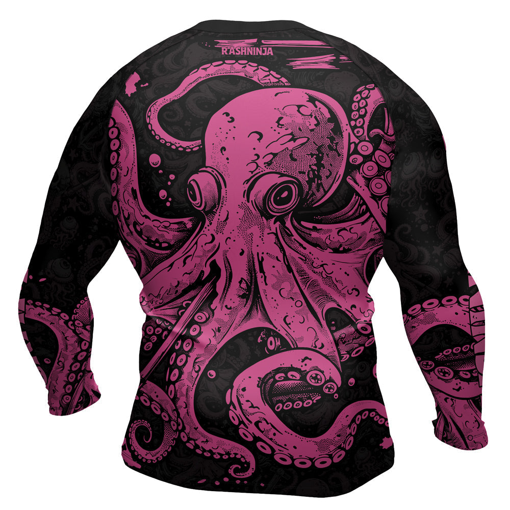Rashninja Octopus Pink Men's Long Sleeve Rash Guard