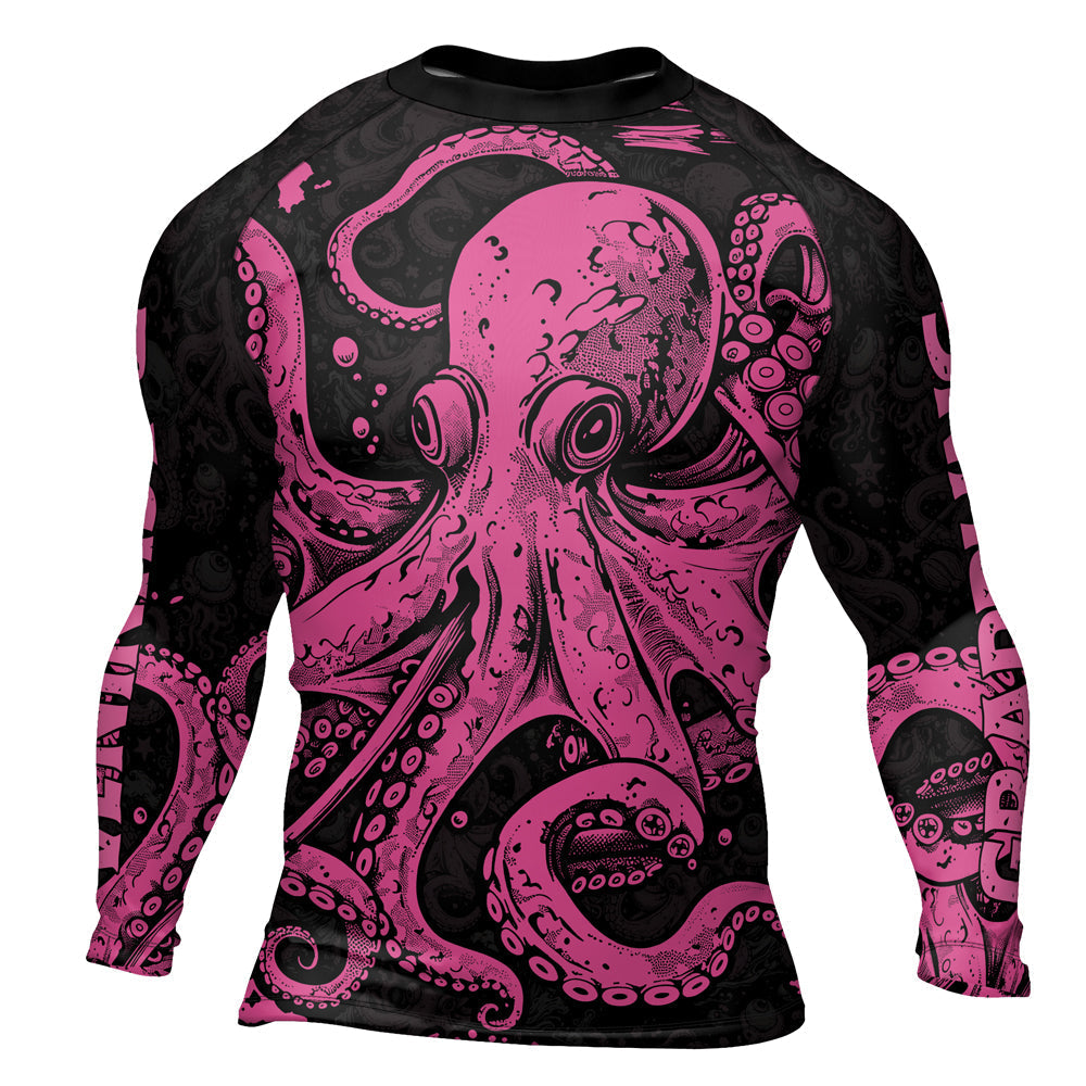 Rashninja Octopus Pink Men's Long Sleeve Rash Guard