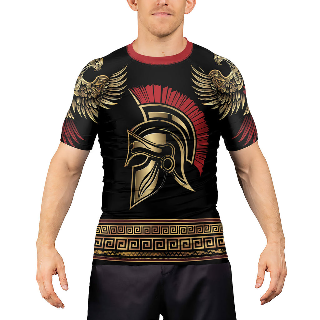 Rashninja Golden Spartan Warrior Men's Short Sleeve Rash Guard