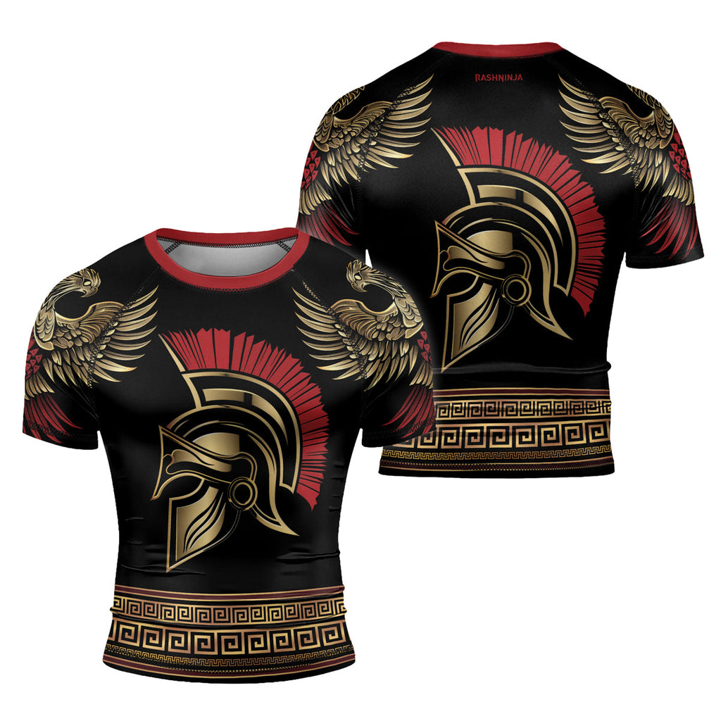 Rashninja Golden Spartan Warrior Men's Short Sleeve Rash Guard