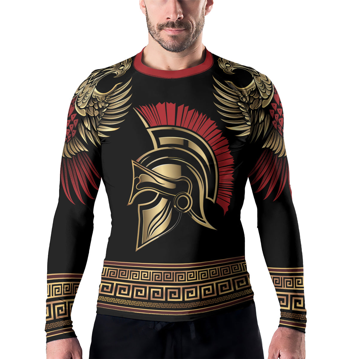 Rashninja Golden Spartan Warrior Men's Long Sleeve Rash Guard