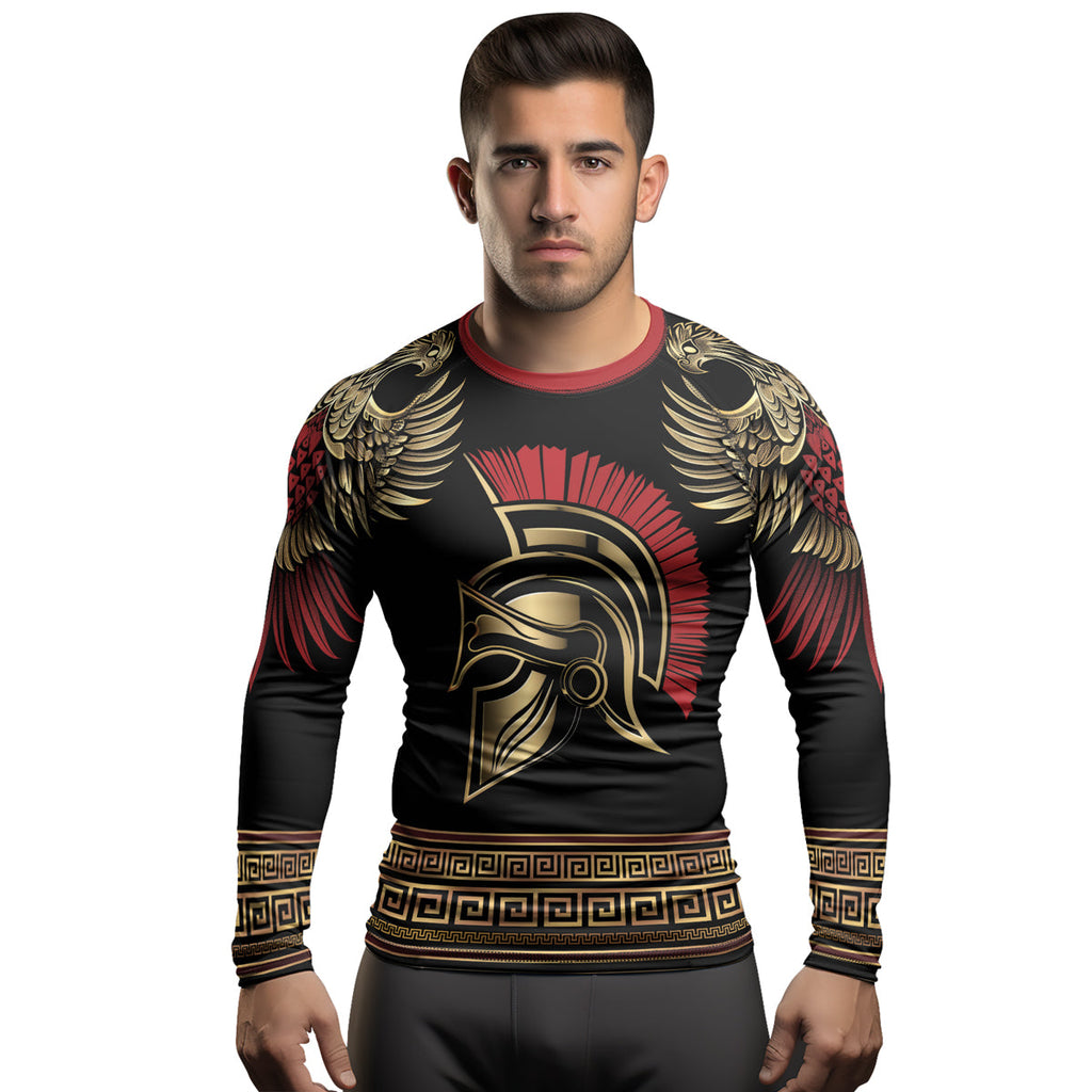 Rashninja Golden Spartan Warrior Men's Long Sleeve Rash Guard