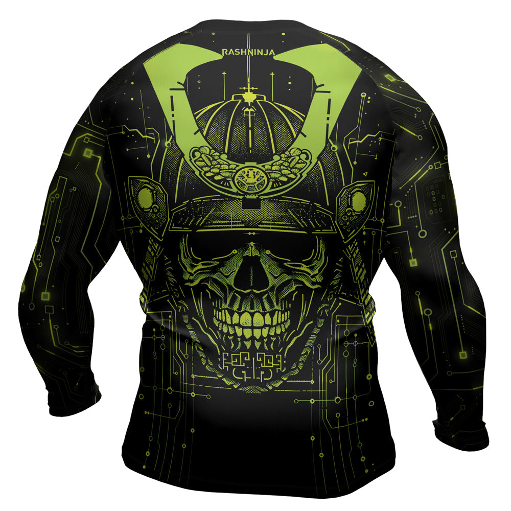 Rashninja Cyber Samurai Circuit Green Men's Long Sleeve Rash Guard