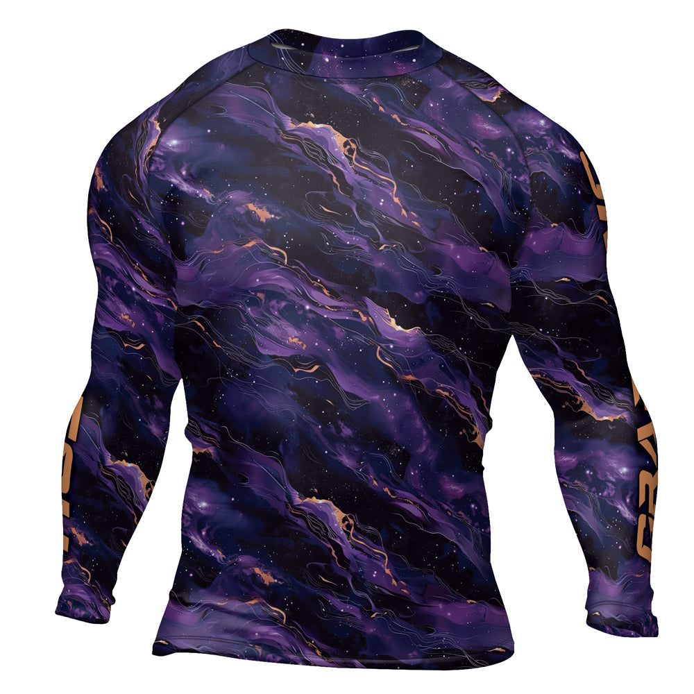 Rashninja Cyber Storm Marble Purple Men's Long Sleeve Rash Guard