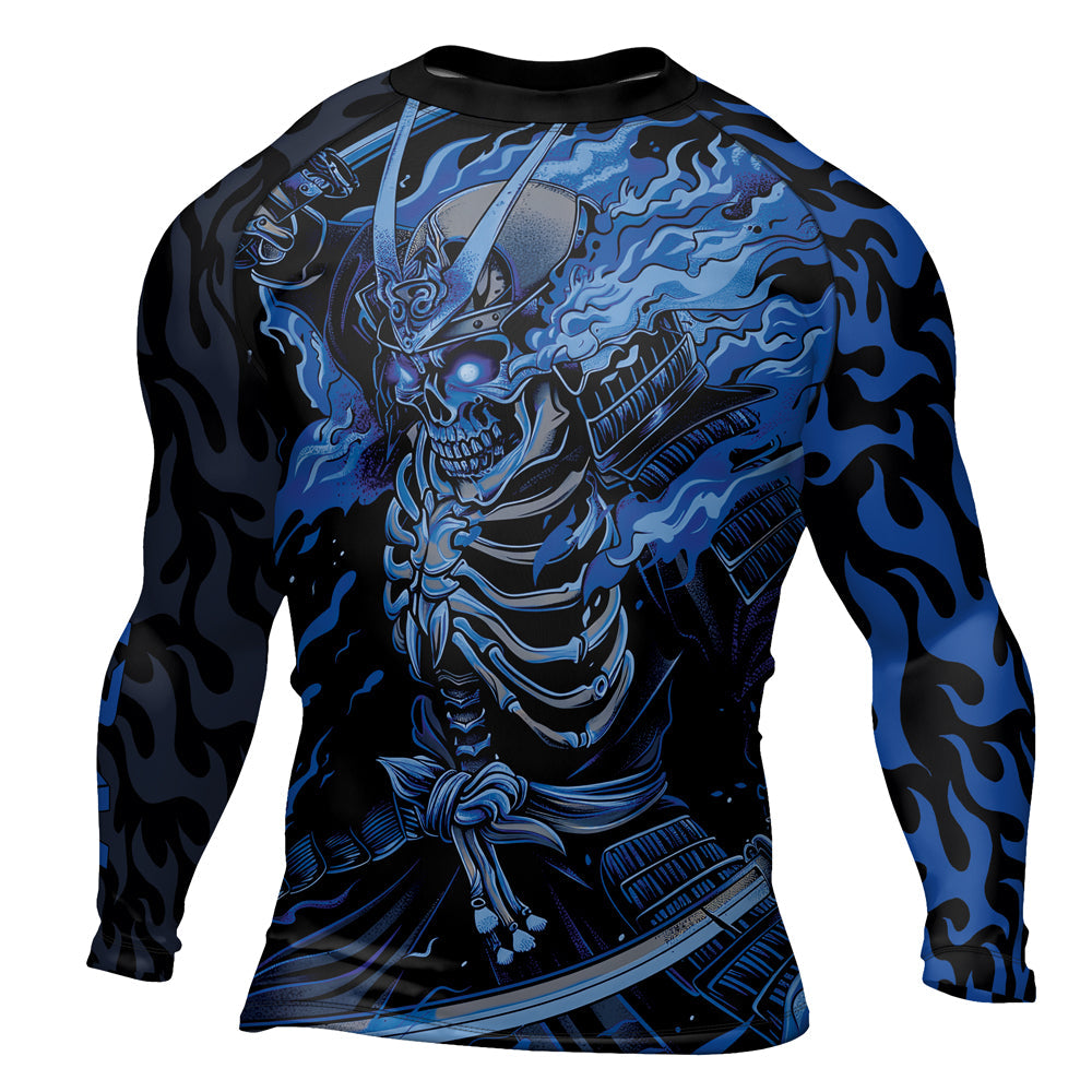 Rashninja Samurai Skull Flame Men's Long Sleeve Rash Guard
