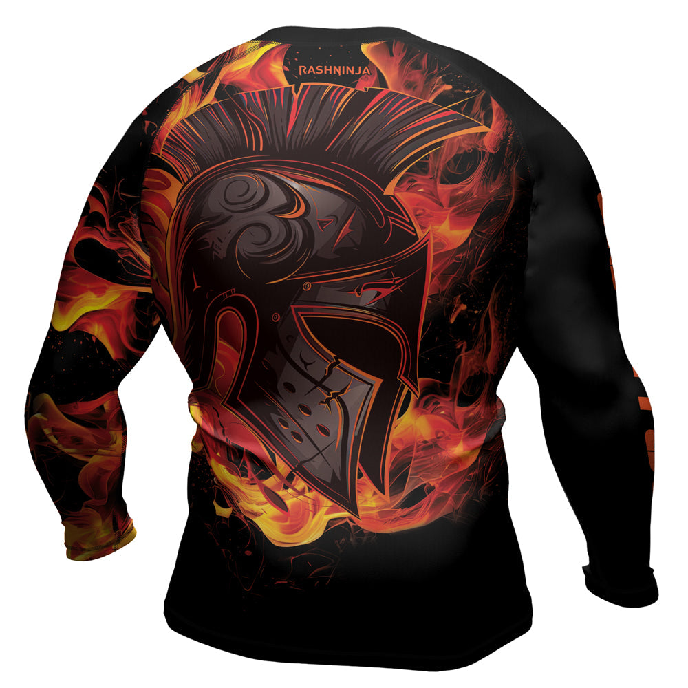Rashninja Spartan Flame Helm Men's Long Sleeve Rash Guard