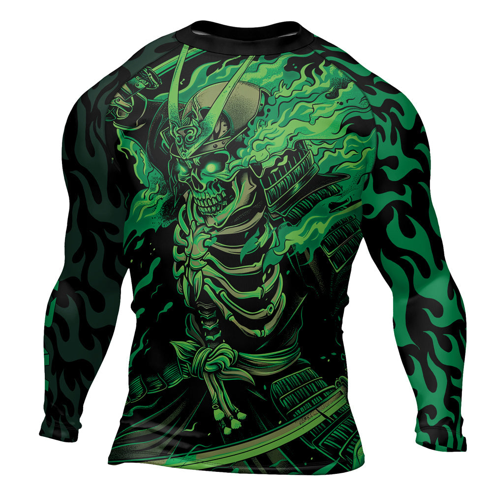 Rashninja Samurai Skull Flame Men's Long Sleeve Rash Guard
