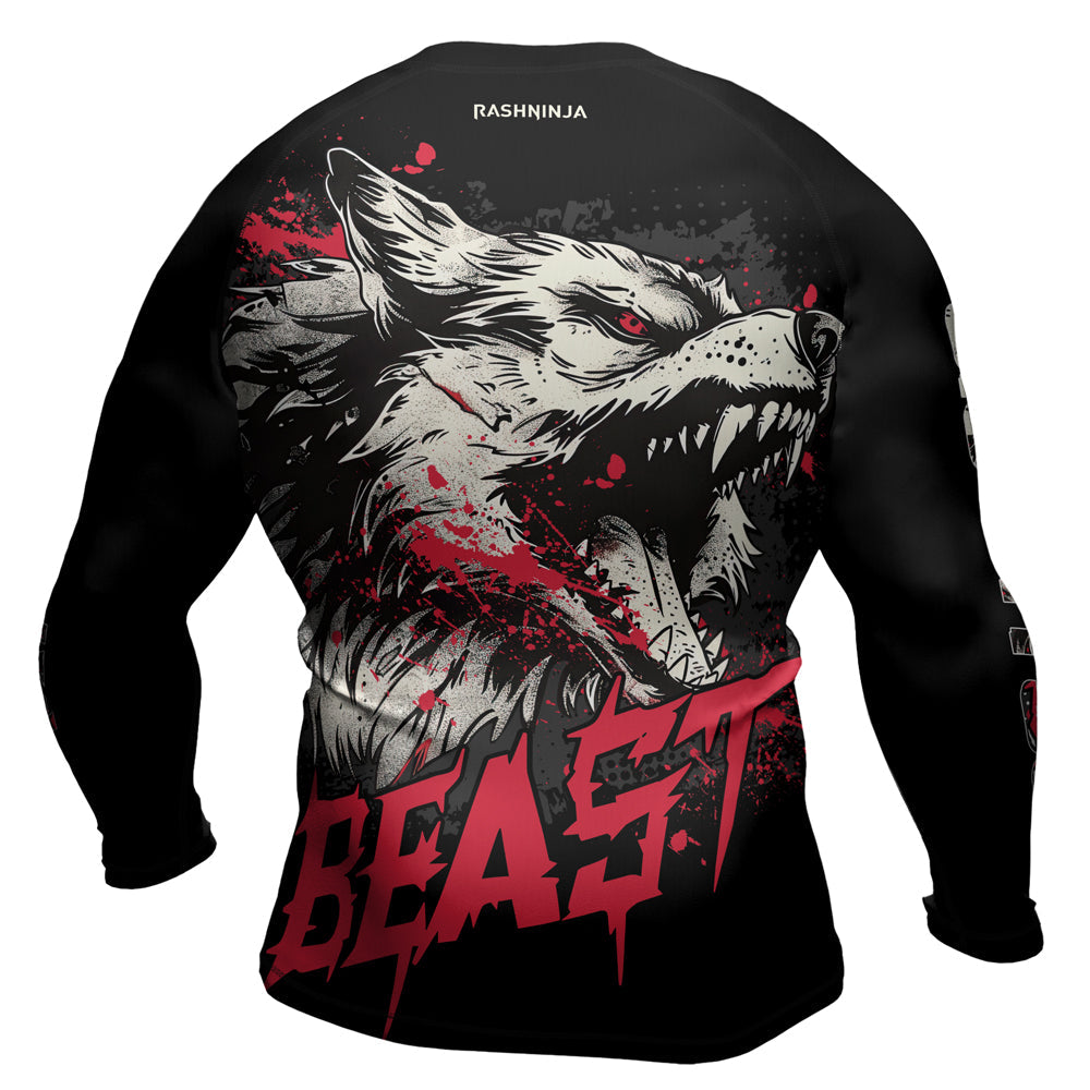 Rashninja Wolf Tribal Spirit Men's Long Sleeve Rash Guard