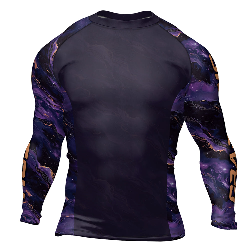 Rashninja Cyber Storm Marble Purple Men's Long Sleeve Rash Guard