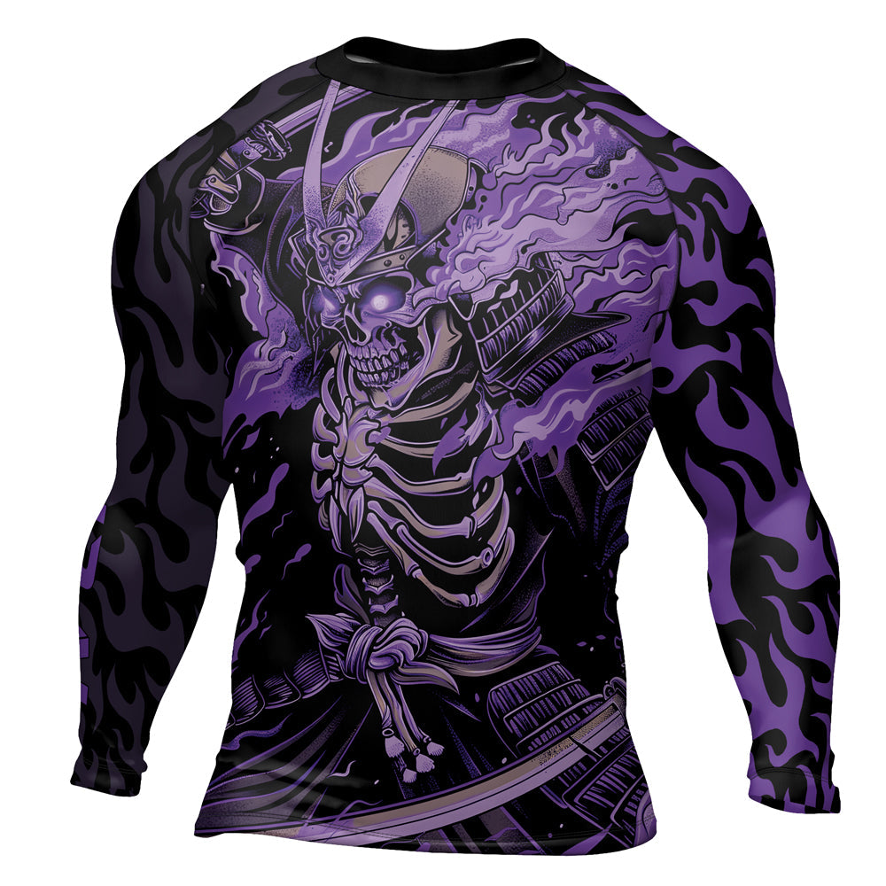 Rashninja Samurai Skull Flame Men's Long Sleeve Rash Guard