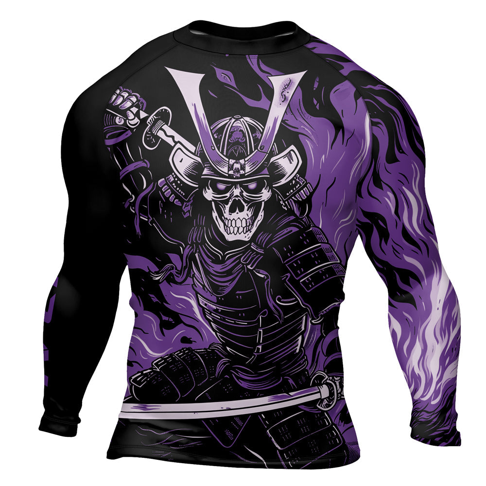 Rashninja Samurai Skull Flames Men's Long Sleeve Rash Guard