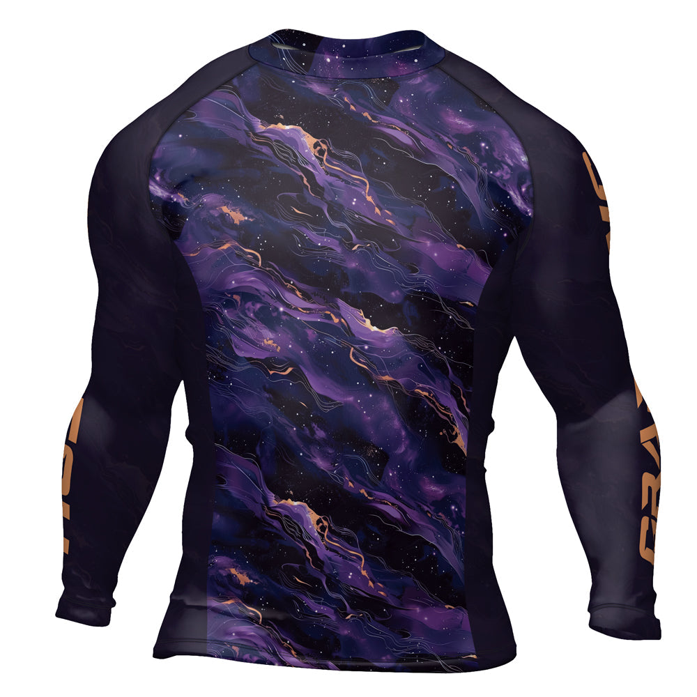 Rashninja Cyber Storm Marble Purple Men's Long Sleeve Rash Guard