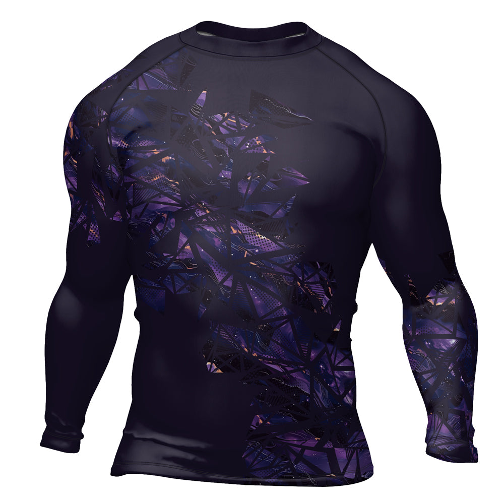 Rashninja Cyber Storm Marble Purple Men's Long Sleeve Rash Guard