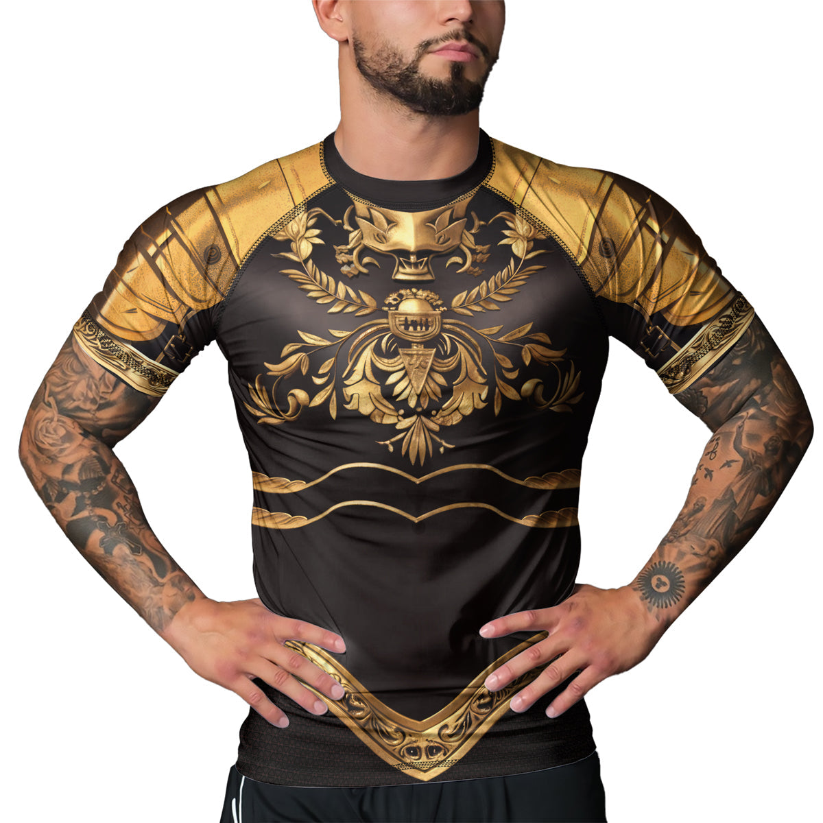 Rashninja Royal Gold Armor Men's Short Sleeve Rash Guard
