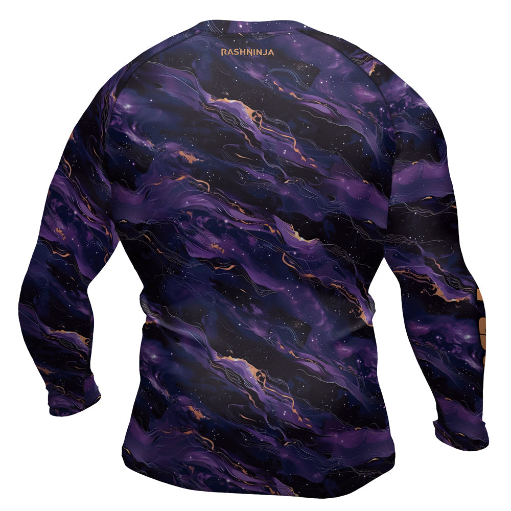Rashninja Cyber Storm Marble Purple Men's Long Sleeve Rash Guard