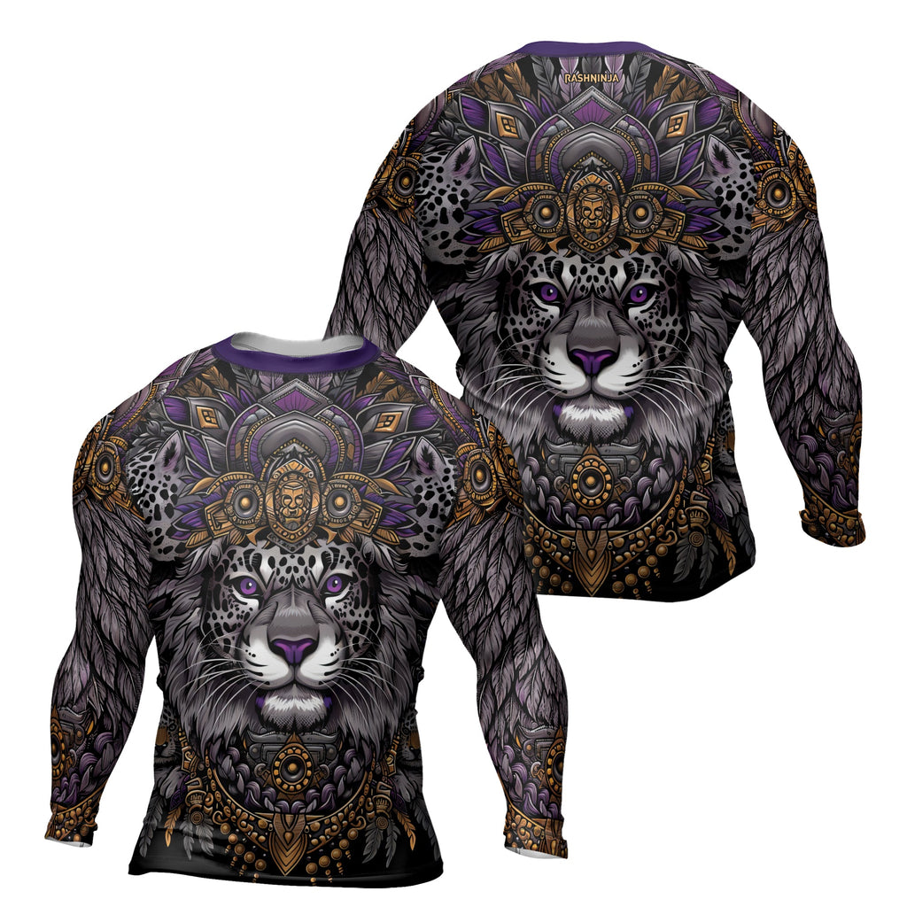 Rashninja Aztec Lion Mandala Men's Long Sleeve Rash Guard