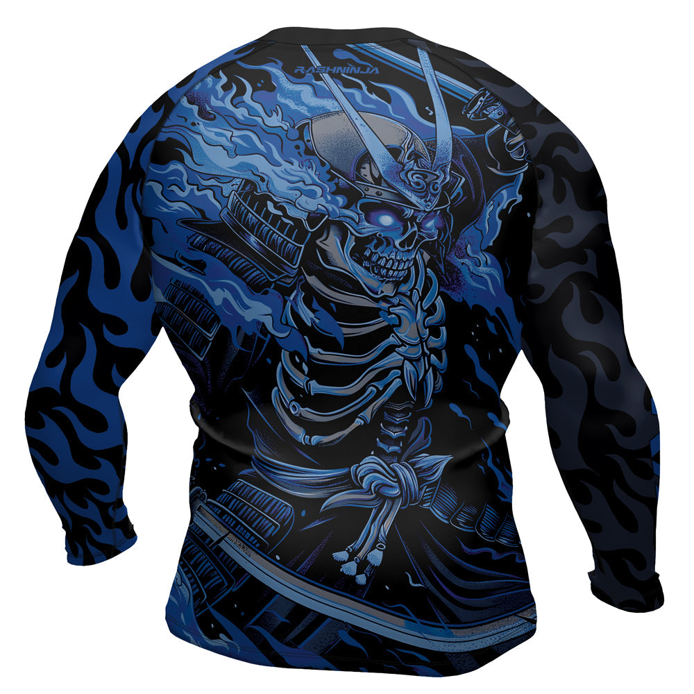 Rashninja Samurai Skull Flame Men's Long Sleeve Rash Guard