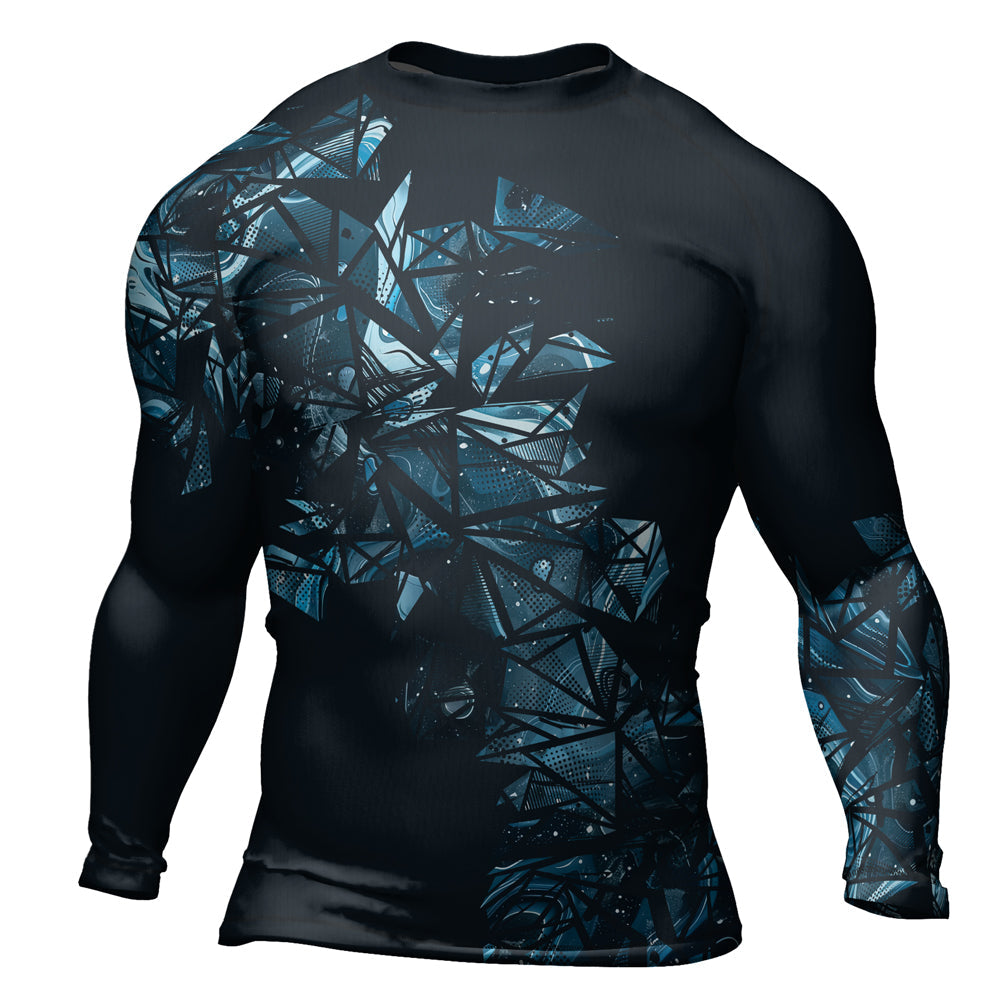 Rashninja Cyber Storm Turquoise Men's Long Sleeve Rash Guard
