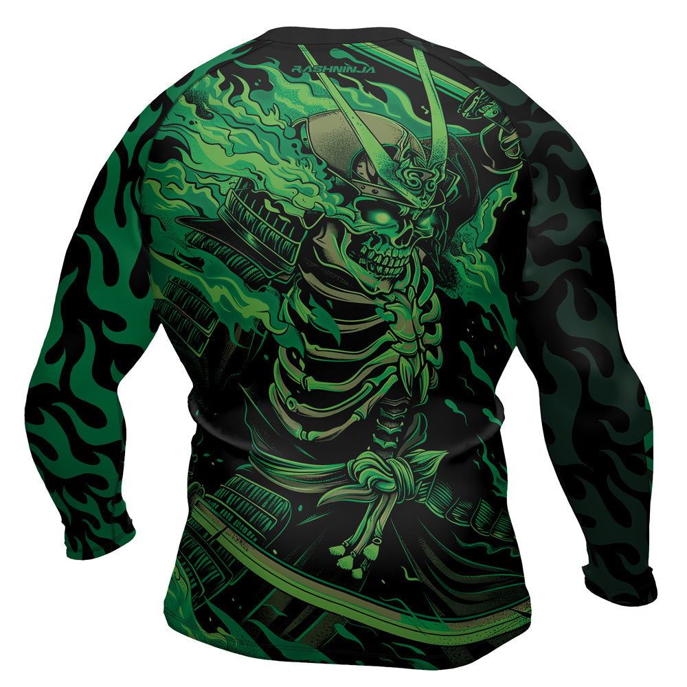 Rashninja Samurai Skull Flame Men's Long Sleeve Rash Guard