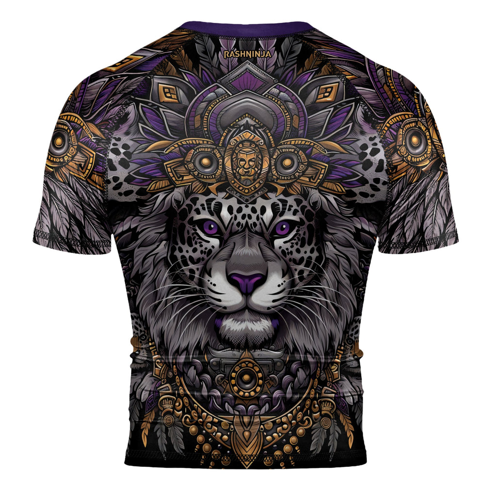 Rashninja Aztec Lion Mandala Men's Short Sleeve Rash Guard