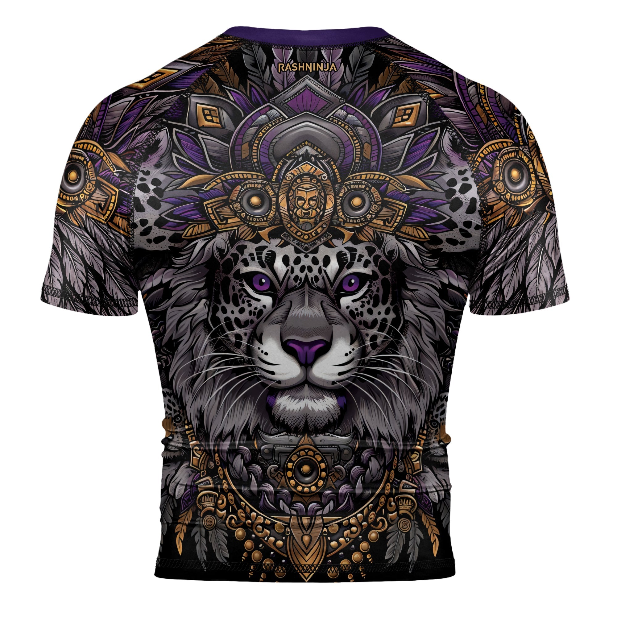 Rashninja Aztec Lion Mandala Men's Short Sleeve Rash Guard