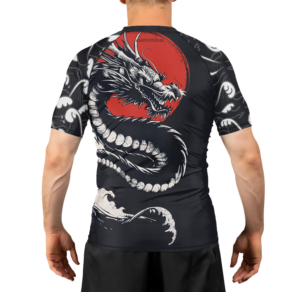Rashninja Blue Dragon Crimson Men's Short Sleeve Rash Guard