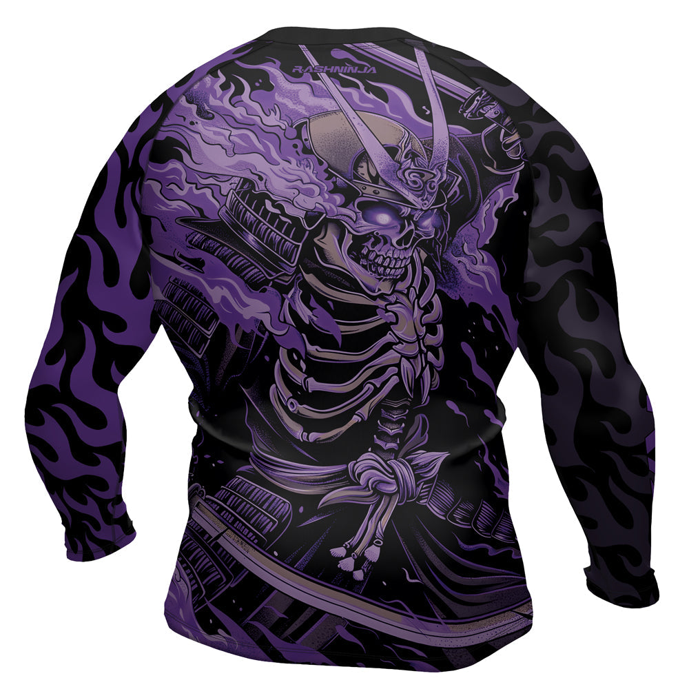 Rashninja Samurai Skull Flame Men's Long Sleeve Rash Guard