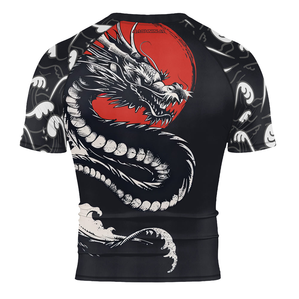 Rashninja Blue Dragon Crimson Men's Short Sleeve Rash Guard