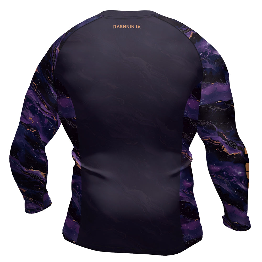 Rashninja Cyber Storm Marble Purple Men's Long Sleeve Rash Guard