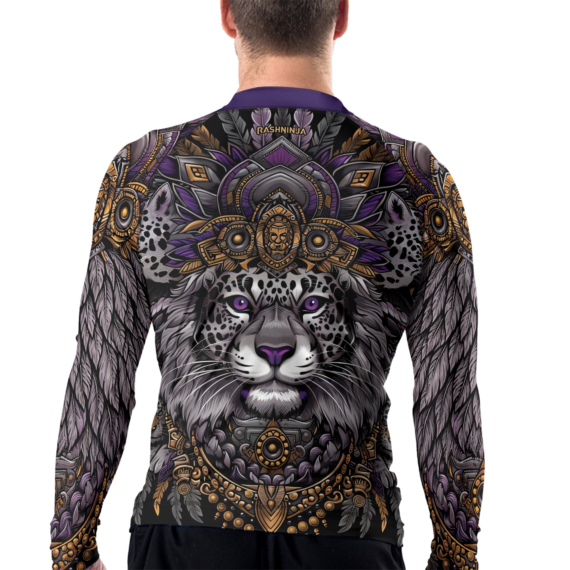 Rashninja Aztec Lion Mandala Men's Long Sleeve Rash Guard