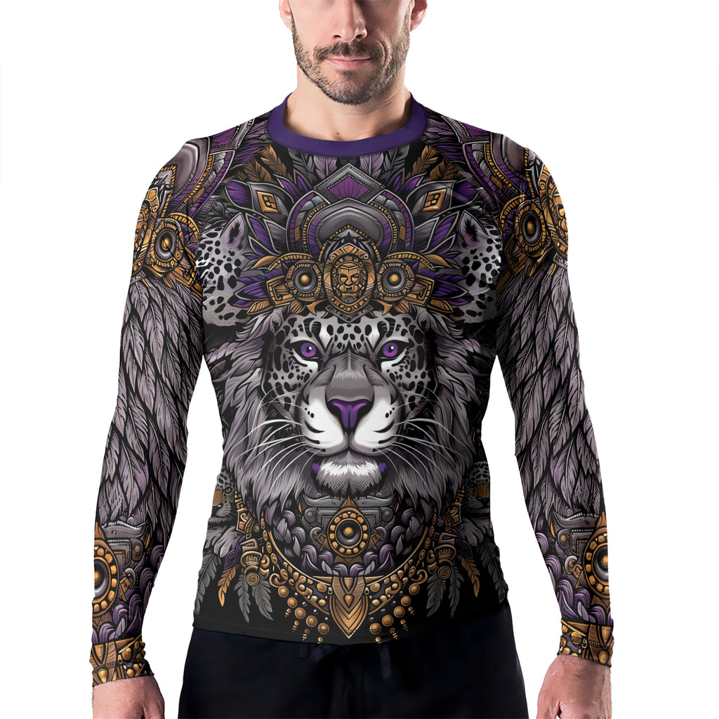 Rashninja Aztec Lion Mandala Men's Long Sleeve Rash Guard