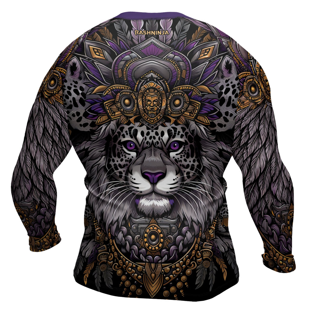 Rashninja Aztec Lion Mandala Men's Long Sleeve Rash Guard