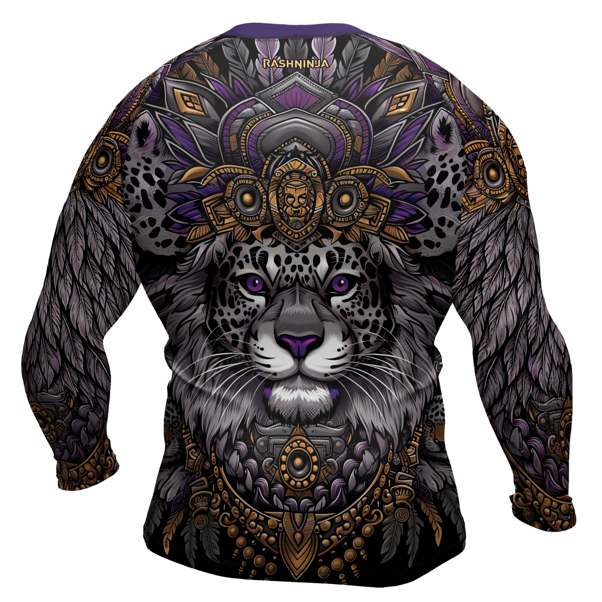 Rashninja Aztec Lion Mandala Men's Long Sleeve Rash Guard