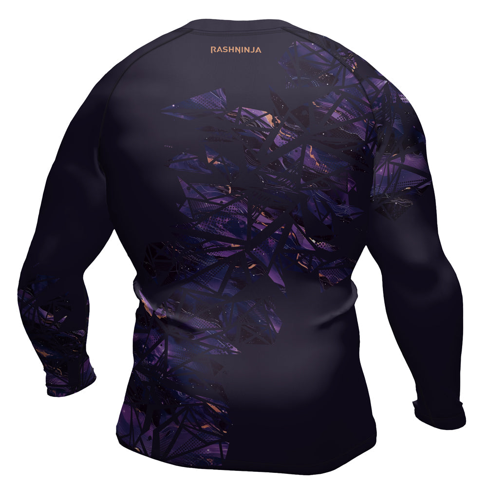 Rashninja Cyber Storm Marble Purple Men's Long Sleeve Rash Guard