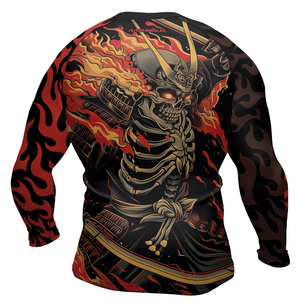 Rashninja Samurai Skull Flame Men's Long Sleeve Rash Guard