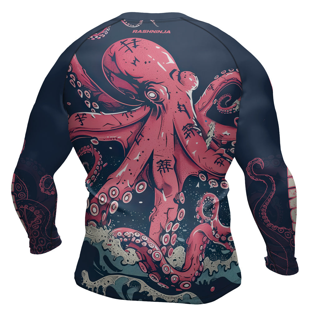 Rashninja Octopus Pink Kraken Men's Long Sleeve Rash Guard