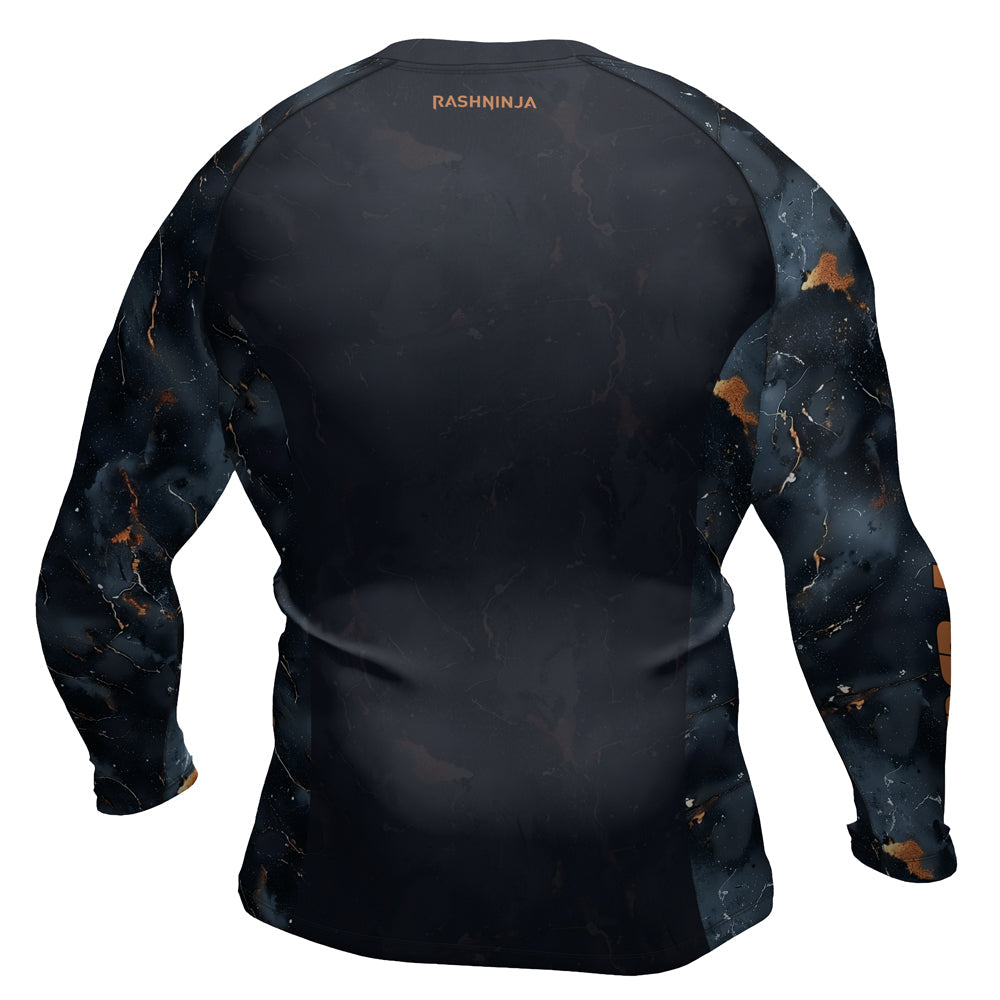 Rashninja Cyber Storm Marble Black Men's Long Sleeve Rash Guard