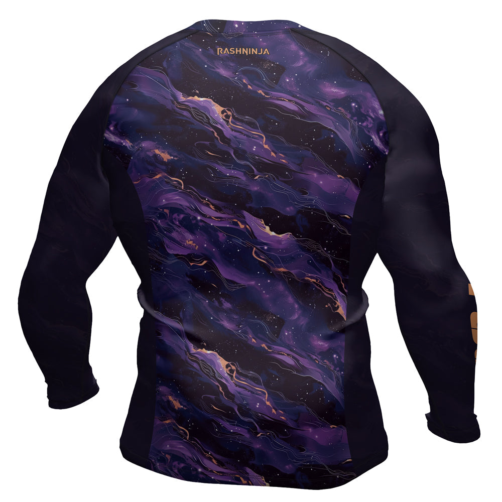 Rashninja Cyber Storm Marble Purple Men's Long Sleeve Rash Guard
