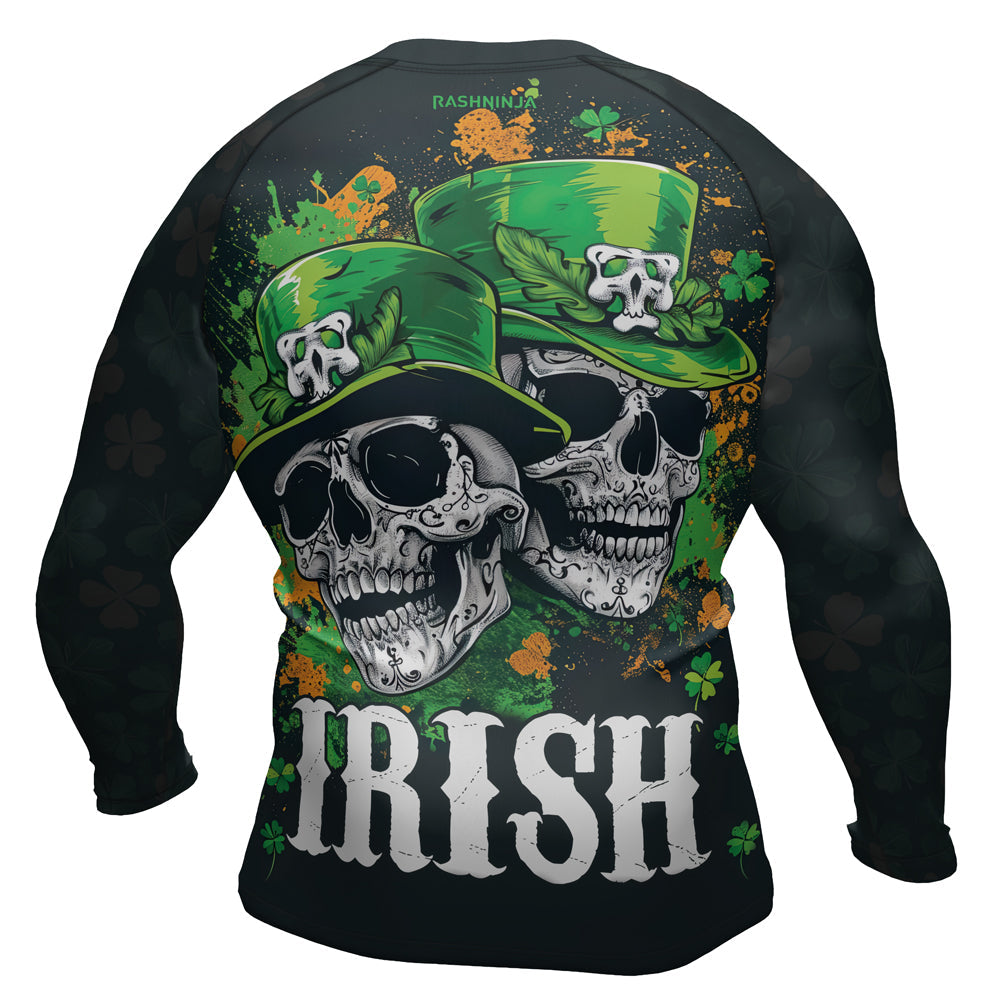 Rashninja Irish Leprechaun Skull Men's Long Sleeve Rash Guard