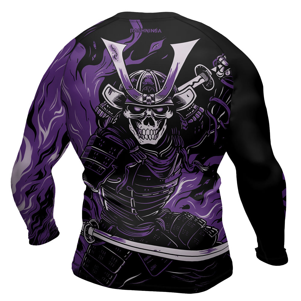 Rashninja Samurai Skull Flames Men's Long Sleeve Rash Guard
