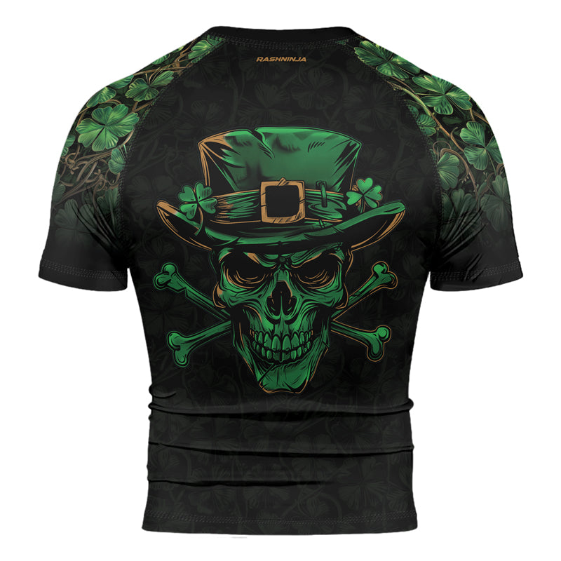 Rashninja Skully O’Shamrock Men's Short Sleeve Rash Guard