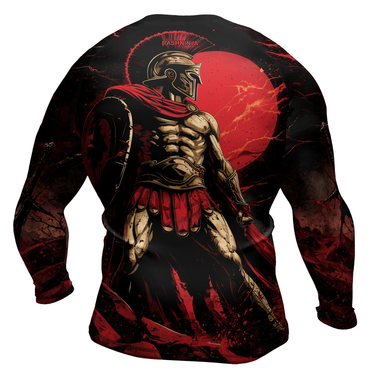 Rashninja Spartan Red Crest Men's Long Sleeve Rash Guard