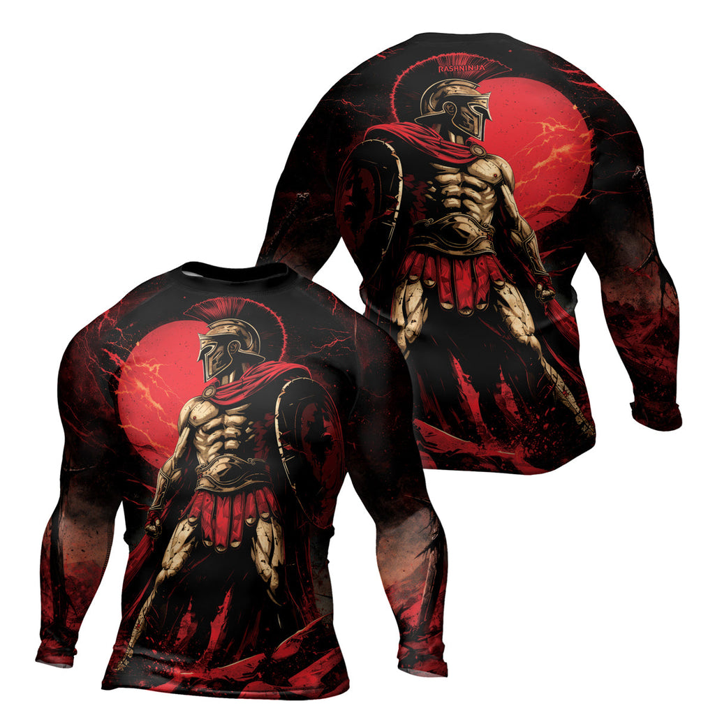 Rashninja Spartan Red Crest Men's Long Sleeve Rash Guard